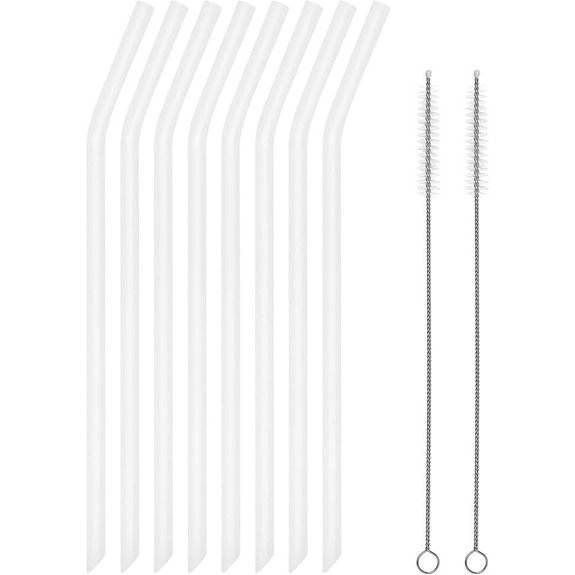 Reusable Silicone Drinking Straws with Cleaning Brushes