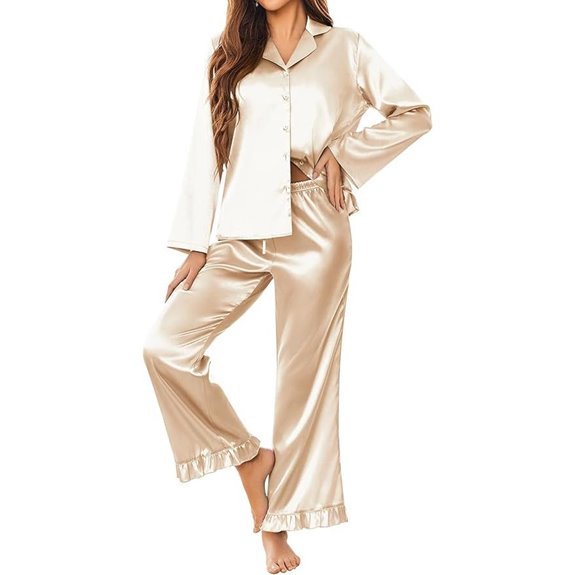 Ekouaer Silk Satin Pajamas Set for Women