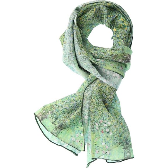 Women 100% Silk Scarves Van Gogh Paul Gauguin Monet Painted Scarf