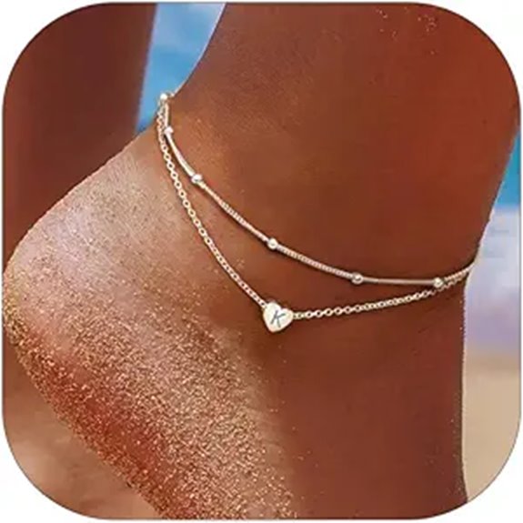 Sterling Silver Heart & Beaded Anklets for Women