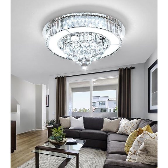 19.6 Silver Modern Crystal Chandeliers for Living Room
