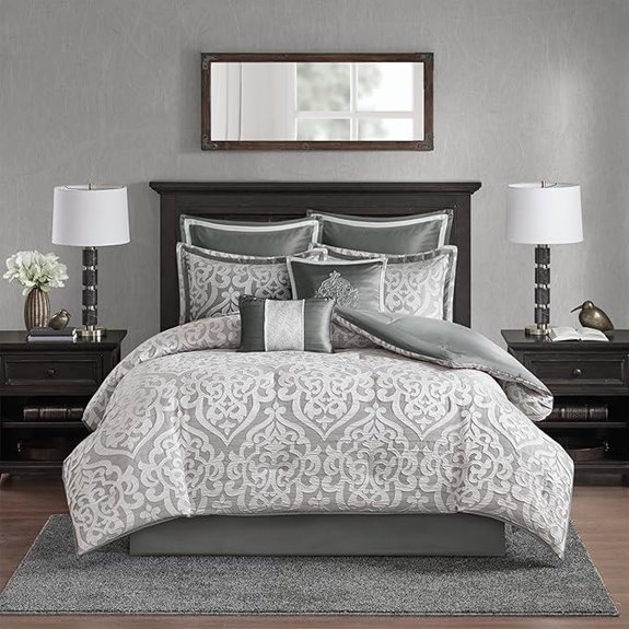 Odette Jacquard Medallion Comforter Set Queen Silver