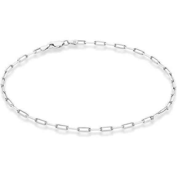 Miabella Sterling Silver Paperclip Chain Anklet for Women