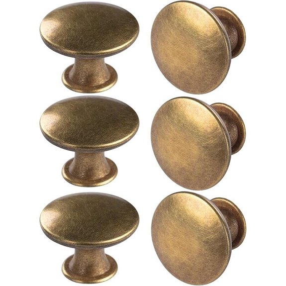6 Pack Brass Cabinet Knobs with Screws