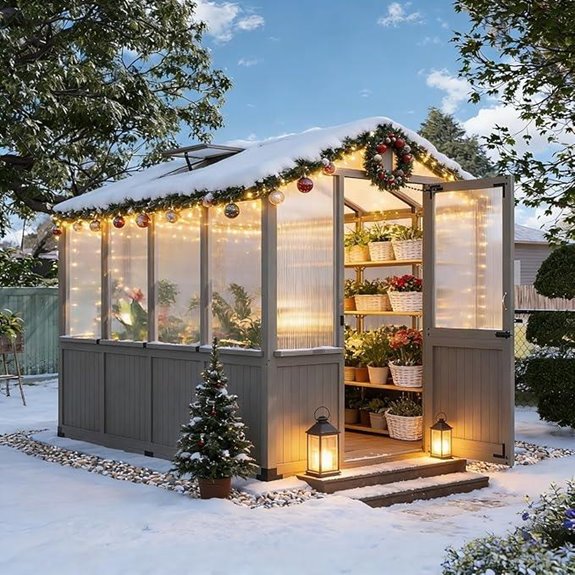 Aoxun 6x8 ft Wooden Greenhouse with Vent