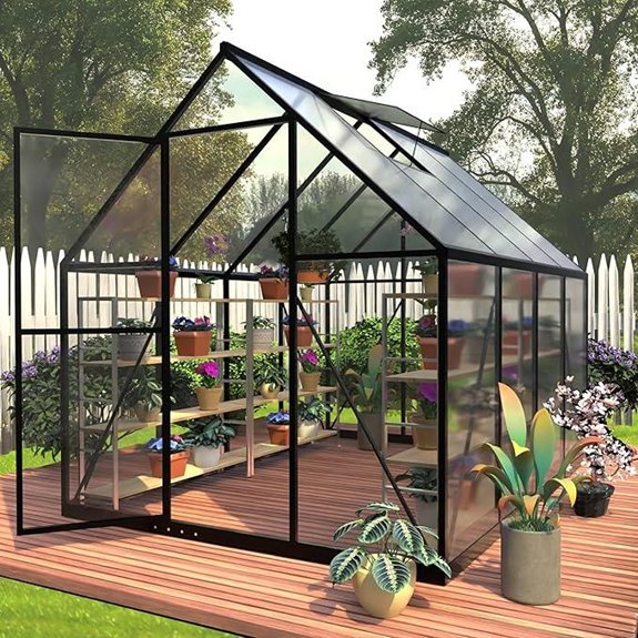 HOOYEAH 6x8 FT Polycarbonate Greenhouse with Vent