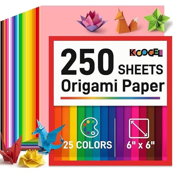 Koogel 250 Sheets 6 Origami Paper Assorted Colors
