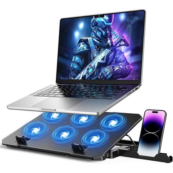 Laptop Cooling Pad with 6 Fans and Phone Holder