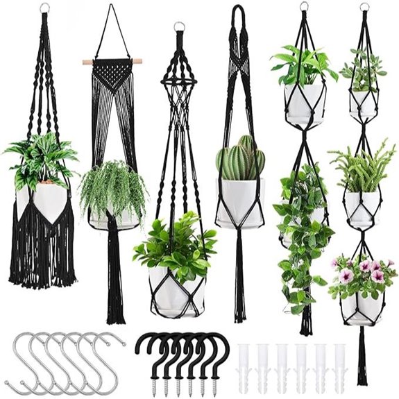 Macrame Plant Hangers 6-Pack Indoor Decor