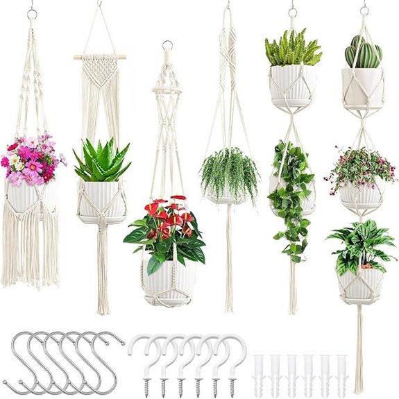 Macrame Plant Hangers 6-Pack for Indoor Plants