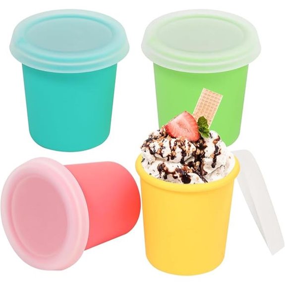 Koluti 6oz Nonstick Silicone Ice Cream Containers (4-Pack)