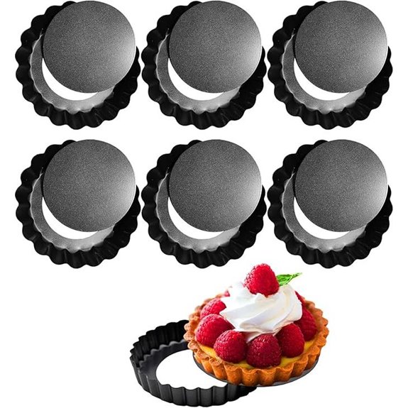 6 Pack 4-Inch Non-Stick Tart Pans