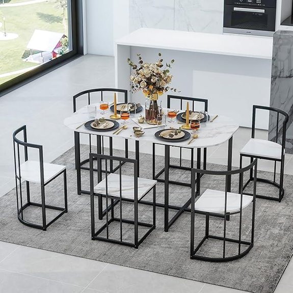Merax Dining Table Set for 6 with Faux Marble