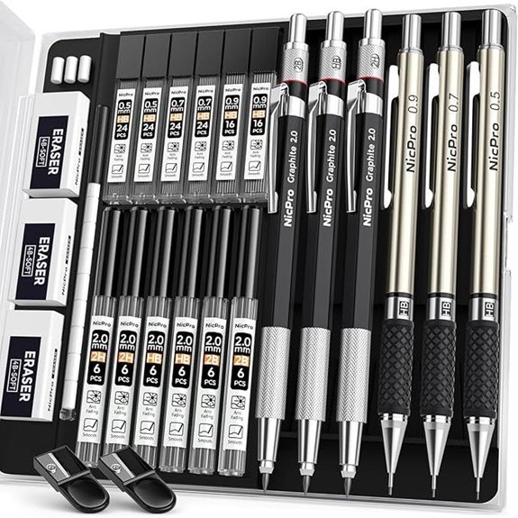 Nicpro 6-Piece Art Mechanical Pencil & Lead Set