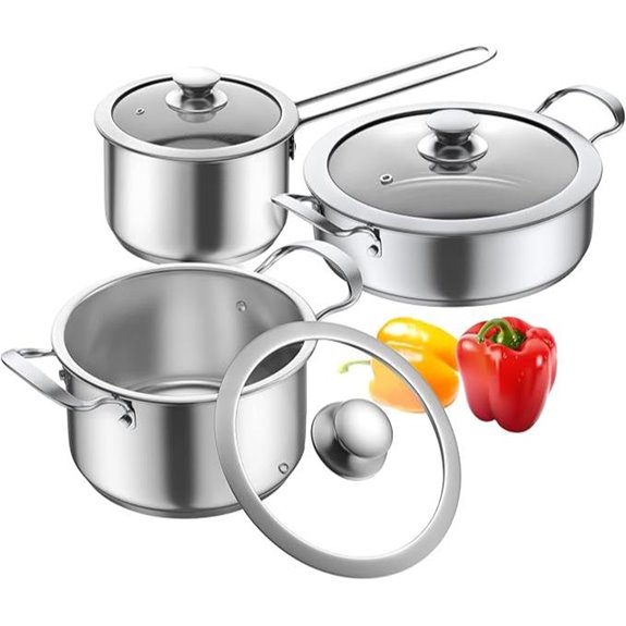 Aufranc 6-Piece Stainless Steel Nonstick Cookware Set
