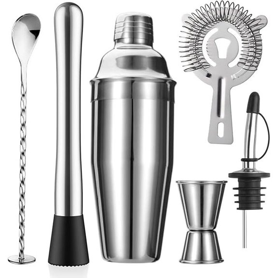 6-Piece Stainless Steel Cocktail Shaker Bar Set