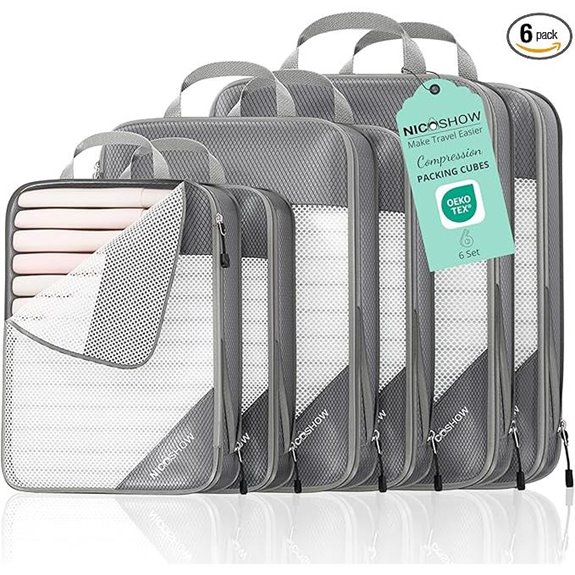 6 Pack Compression Travel Packing Cubes