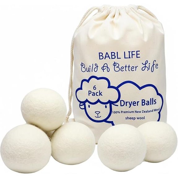 Wool Dryer Balls Pack of 6 Reusable Fabric Softener