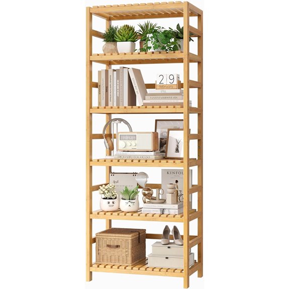 FOTOSOK 6-Tier Bamboo Shelf for Home and Garden