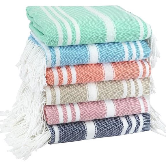 6 Pack Turkish Cotton Beach Towels Set