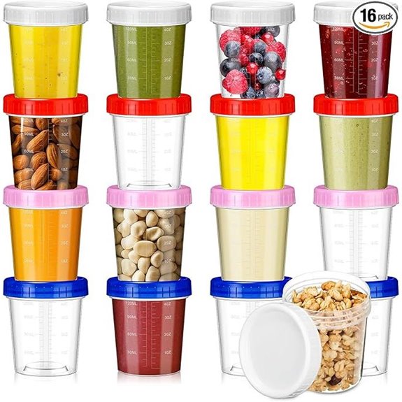 16 Pcs 4 oz Food Storage Containers with Lids