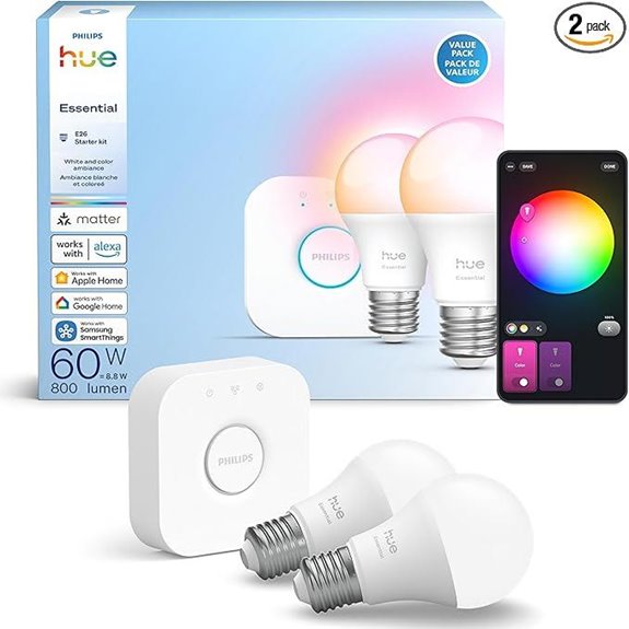Philips Hue Essential Starter Kit with Smart Bulbs