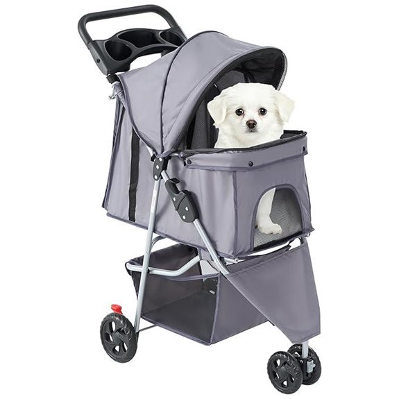 Smug 3-Wheel Pet Stroller with Storage and Mesh