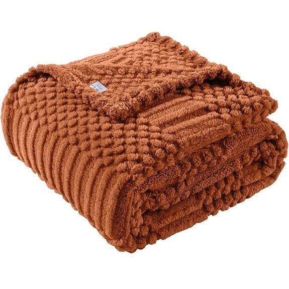 Rust Throw Blanket - Soft Fluffy Fleece for Sofa and Bed