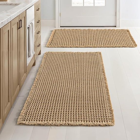MIULEE Waffle Bathroom Rugs Set Non-Slip Soft 2-Pack