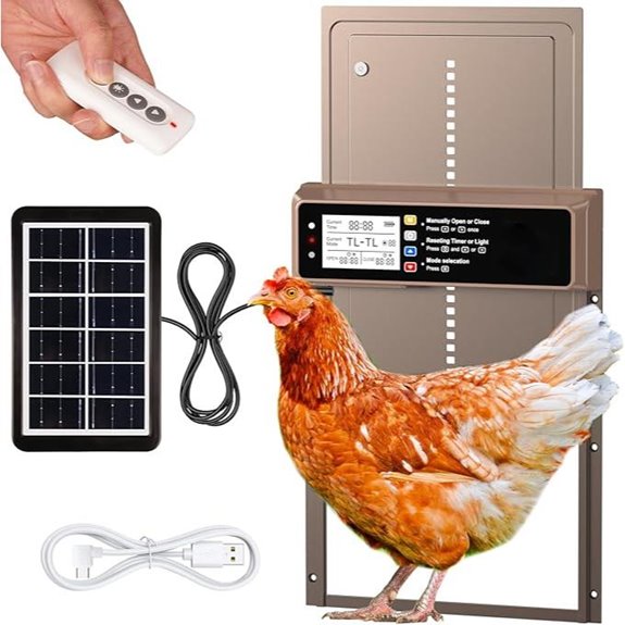 Solar-Powered Chicken Coop Door with Remote & Modes