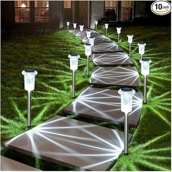 DenicMic Solar Pathway & Garden LED Lights (10 Pack)