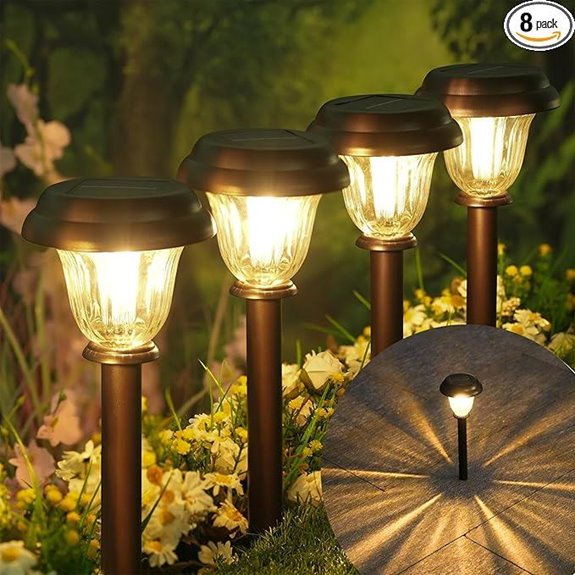 DERAYSION 8 Pack Solar Pathway Lights Outdoor Waterproof