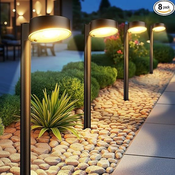 8 Pack Solar Pathway Lights Waterproof Bright 12-Hour Runtime