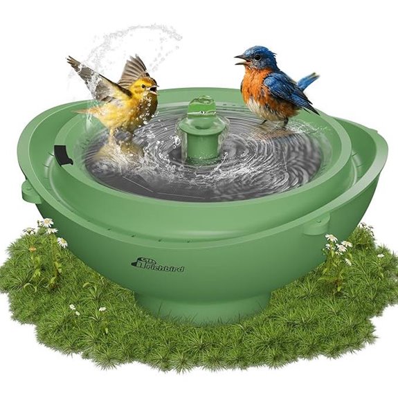 Solar Bird Bath with Fountain Nozzles & Backup
