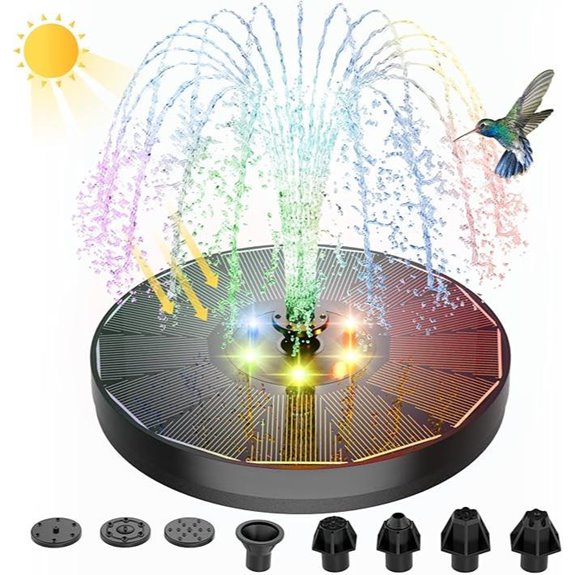 ALUKIKI Solar Fountain with LED Lights and Nozzles