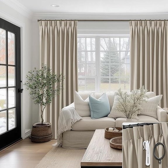 SHINELAND Soundproof Curtains 96 Inches Taupe 2 Panels