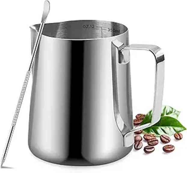 Milk Frothing Pitcher 350ml/12oz Stainless Steel Jug