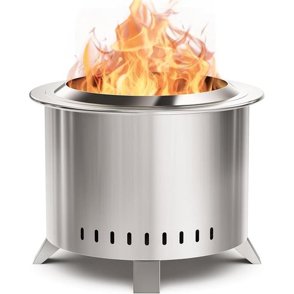 Smokeless 22-Inch Stainless Steel Fire Pit with Cover
