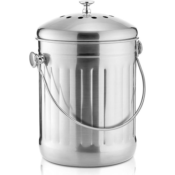 ENLOY Stainless Steel Kitchen Compost Bin with Handle