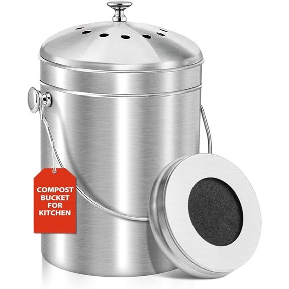 ENLOY 1.3 Gallon Stainless Steel Compost Bin