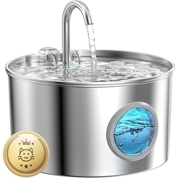 Stainless Steel Cat Water Fountain 74oz/2.2L