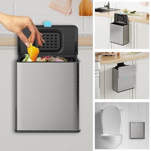 Stainless Steel 2-Gallon Hanging Kitchen Trash Can