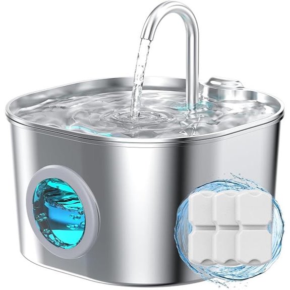 Stainless Steel Cat Water Fountain with Automatic Dispenser