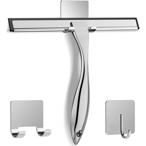 All-Purpose Stainless Steel Shower Squeegee with Hooks