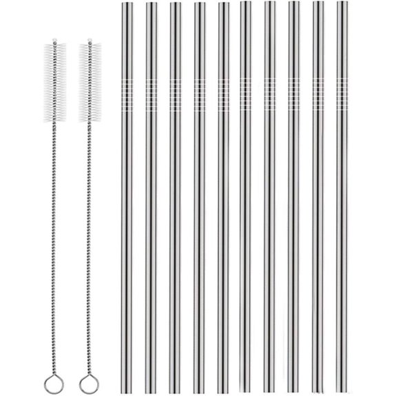 HuaQi Stainless Steel Drinking Straws Set (10+2 Brushes)