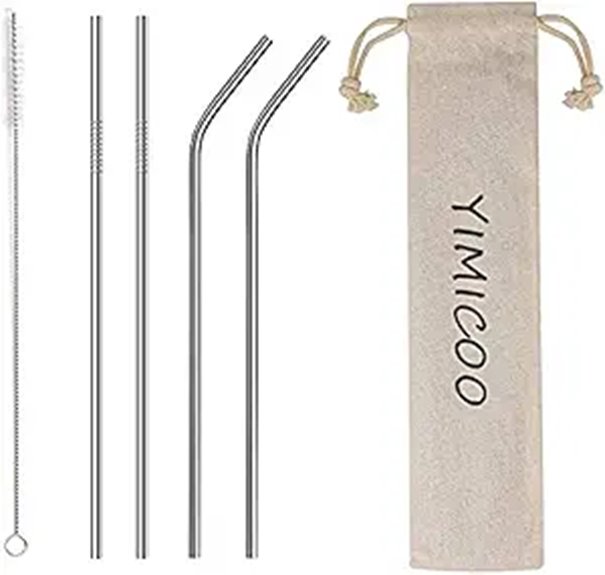 4PCS Stainless Steel Straws with Case and Brush