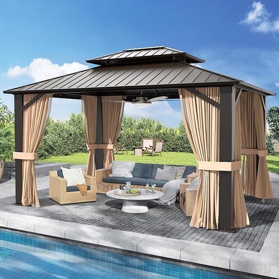 10’x12’ Steel Gazebo with Canopy Curtains Nets