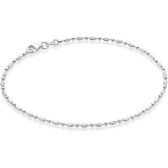 Miabella Sterling Silver Bead Chain Anklet for Women