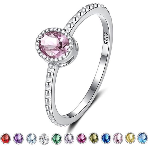 Birthstone Stacking Rings for Women Sterling Silver Jewelry