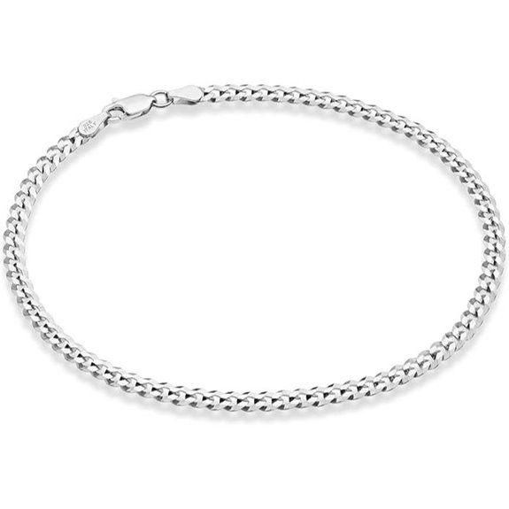 Miabella Sterling Silver Cuban Link Anklet for Women